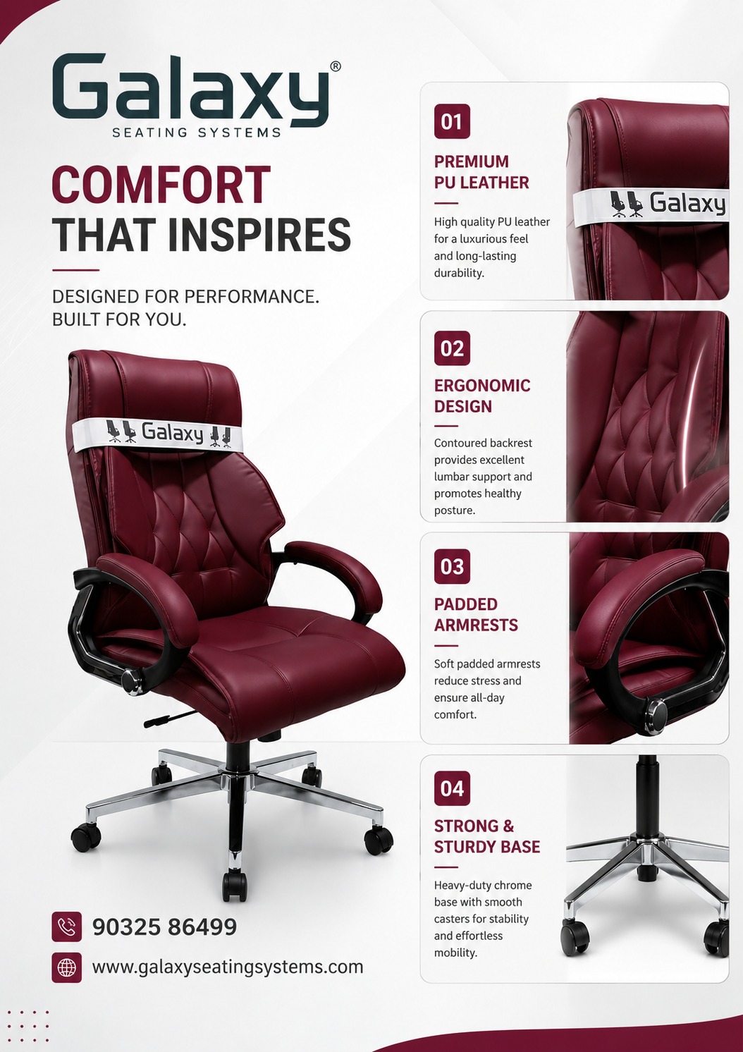 Durable Office Chairs for Long Hours in Hyderabad | Galaxy Seating Systems